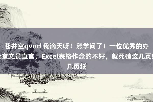 苍井空qvod 我滴天呀！涨学问了！一位优秀的办公室文员直言，Excel表格作念的不好，就死磕这几页纸